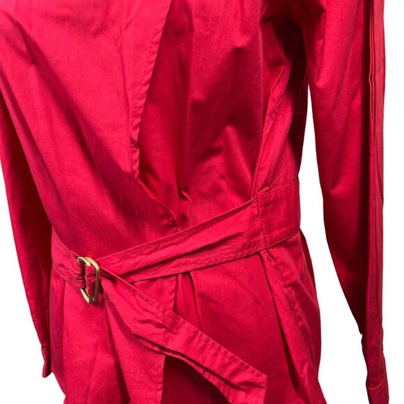 Zara basic red blouse Asymmetrical mock neck long sleeve size S cyber core - Picture 3 of 14